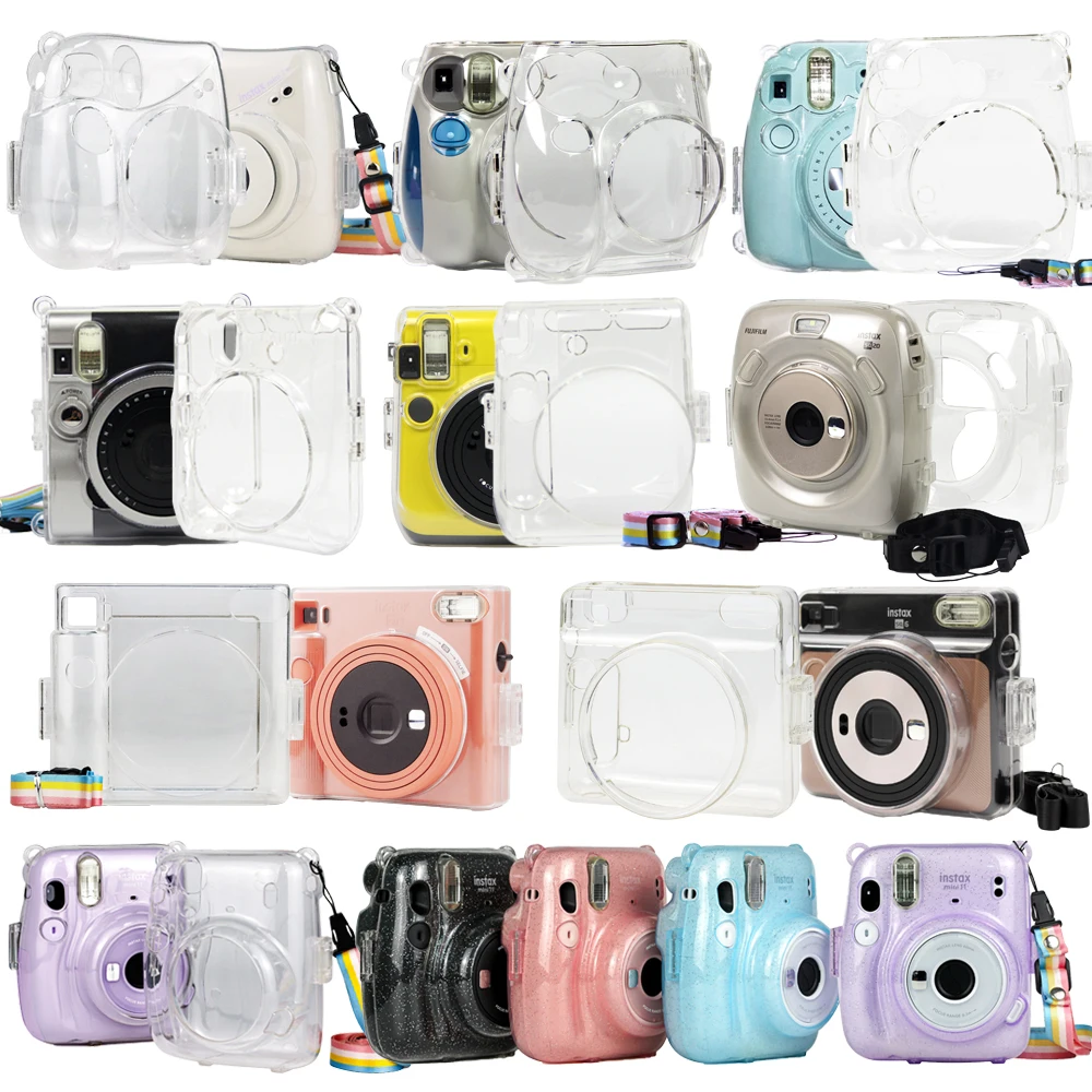 Transparent Case Crystal Glitter Bag for Fujifilm Instax Mini 11/9/8/7+/7s/7c/40/70/90/Liplay, Square SQ1/20 Instant Film Camera