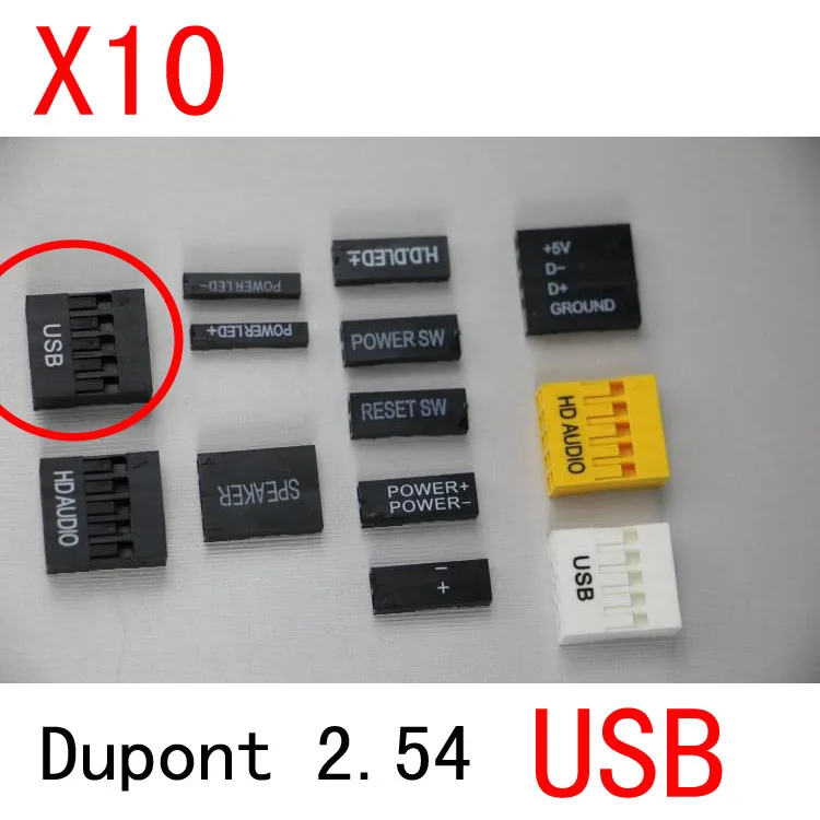 10 шт. 2x5Pin 2 54 dupont Коннектор с надписью USB TJC8 мм шагом|Соединители| |
