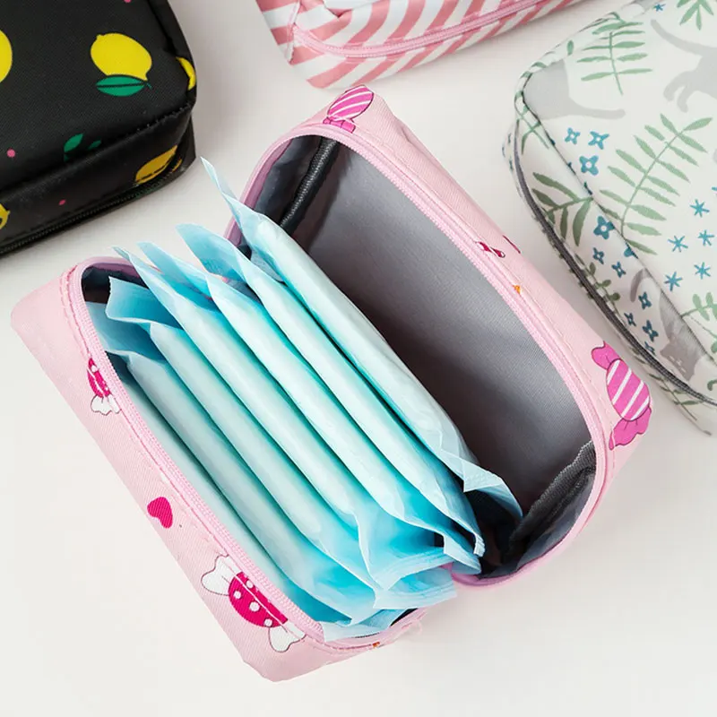 Bolsa de almacenamiento estampada compresas sanitarias, bolsa organizadora cosméticos para mujeres y niñas, de tampones|Bolsas de almacenamiento| - AliExpress