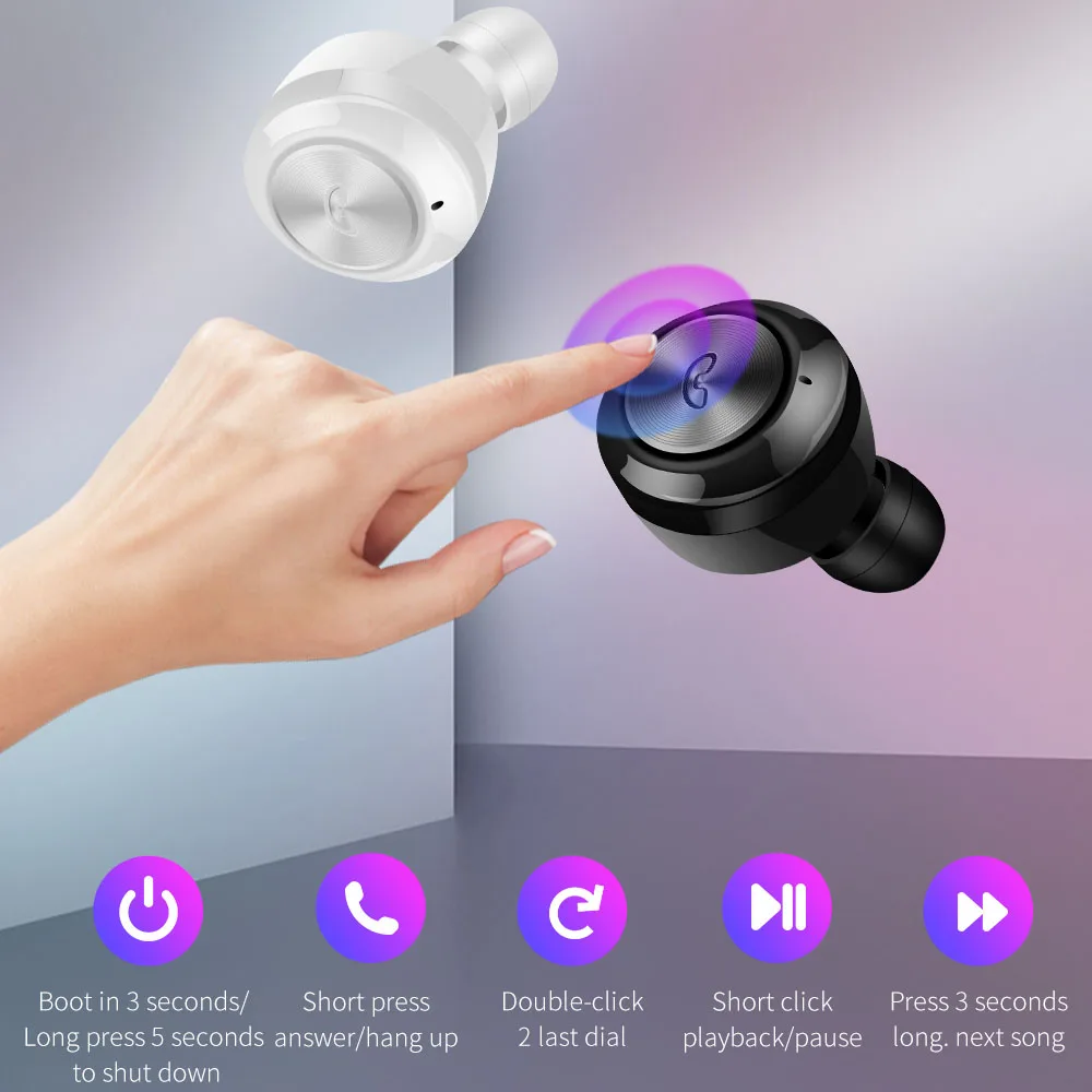 A6 Bluetooth Earphones for iPhone Ear Headset Wireless Mic Charging Box Air Earbuds Handsfree for Xiaomi Huawei Samsung