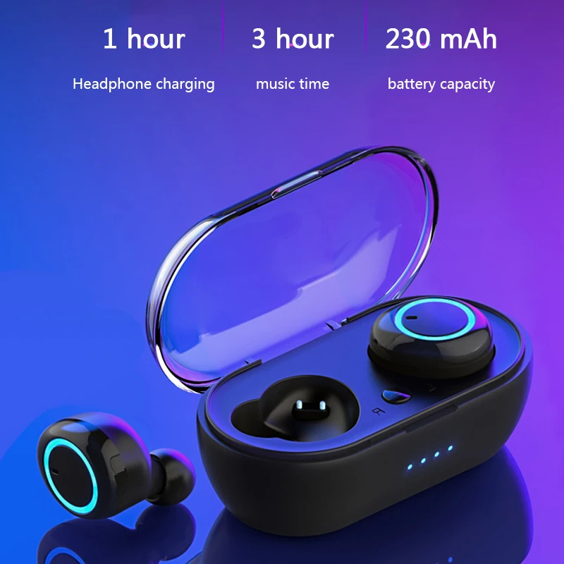 TWS Bluetooth Wireless Mic True Earphone 5 0 Touch Control Earbuds Waterproof Stereo Music Headset With microphone charging box