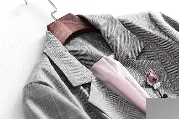

Wy100 2019 Autumn Handsome-Style ~ Korean-style British-Style Suit Casual Plaid Cropped Jacket