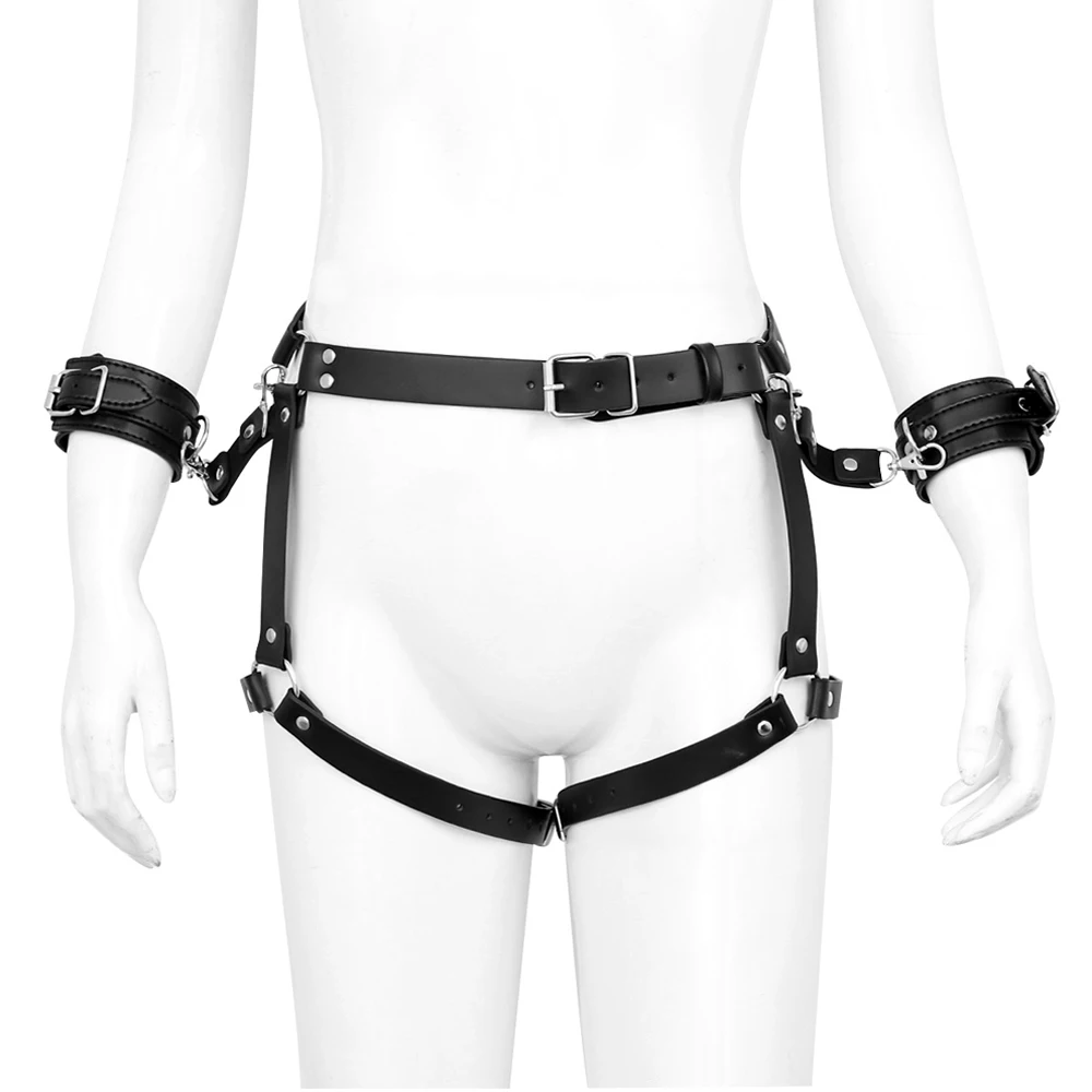 EXVOID Gear Lingerie Goth Fetish Harness Sex Toys for Couples PU Leather BDSM Bondage Full Restraint Set Shop |