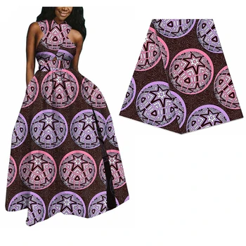 

Purple Cotton African Printed Veritable Wax Fabric DIY Sewing Batik Cloth Fabric Ankara Real Wax Fabric For Women Dress