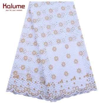 

Holes Design African Dry Lace Fabrics White Gold High Quality Cotton Lace Fabric With Stones Swiss Voile Lace Switzerland 1870