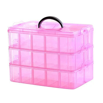 

3 Layer Portable Plastic Nail Art Makeup Container Manicure Storage Boxes(Random Color)