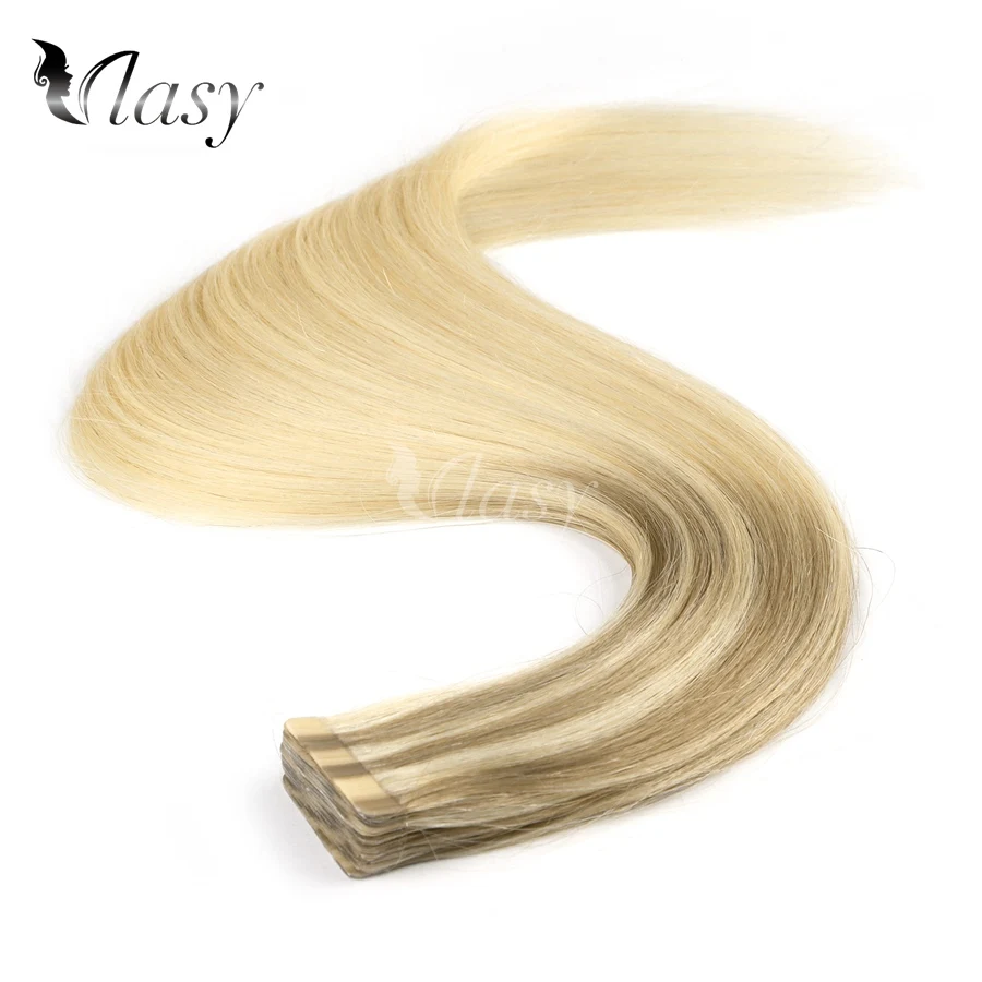 Vlasy 20'' Double Drawn Skin Weft Hair Extensions Brown Mix Blonde Remy Glue on Hair Extensions Milkshake Balayage Color 2.5g/pc