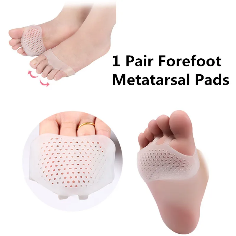 1 Pair Forefoot Cushion Metatarsal Pads Pain Relief Silicone Protect Gel Bunion 