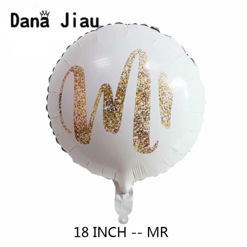 Danajiau новые белые 18 дюймовые Свадебные фольгированные шары MR& MRS подарок на день Святого Валентина на день рождения, декоративный шар для вечеринки, большое кольцо - Color: 8