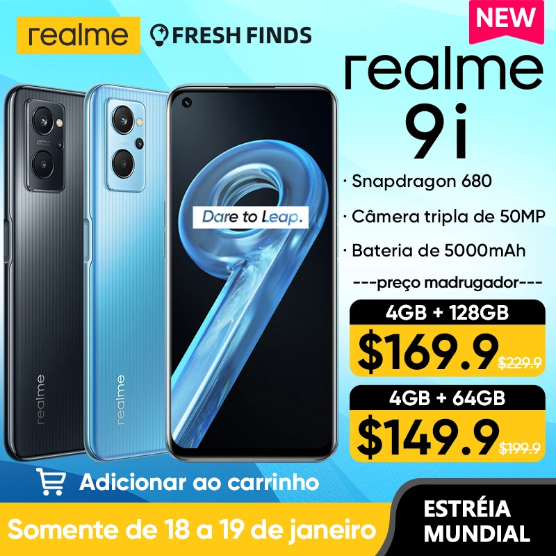 [World premiere] versão global realme 9i smartphone snapdragon 680 octa núcleo 6.6 "33w dardo carga 50mp câmera 5000mah bateria