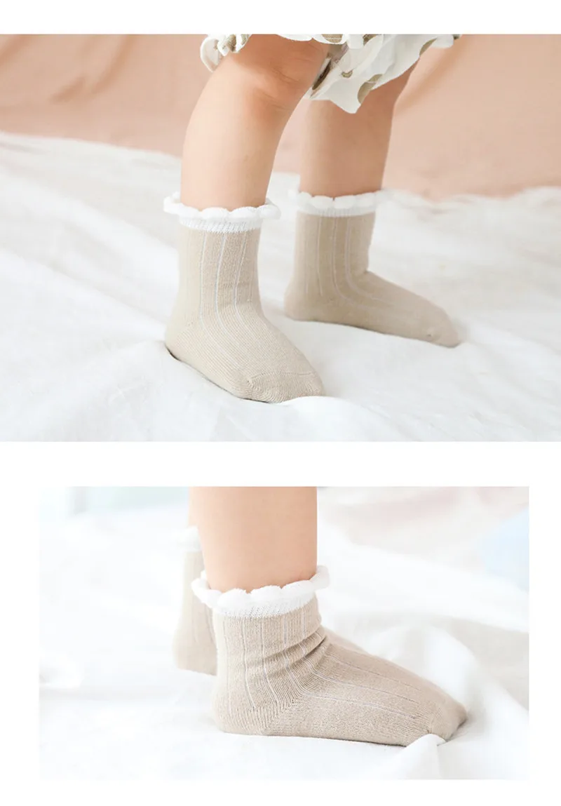 Детские носки однотонные хлопковые носки без пятки для малышей свободные носки без костей кружевные носки для маленьких девочек зимние кружевные носки для маленьких девочек, От 0 до 5 лет