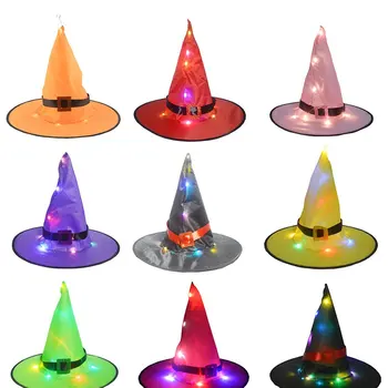 

Halloween Glowing Witch Hat Ornaments Holiday Dance Party Hat Wizard Hat Christmas Hat