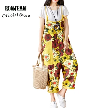 

Womens Denim Wide Leg Jumpsuits Rompers Overalls Body for Ladies Loose Big Oversized Print Floral Retro Vintage Casual Fashion