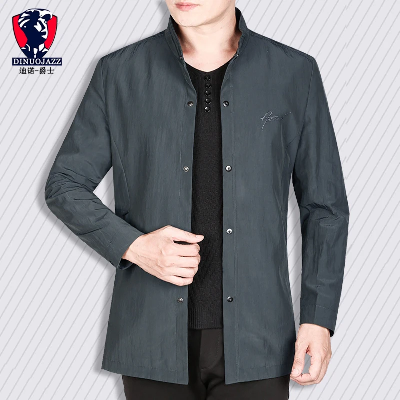 Autumn Man Jacket Jacket Stand Lead Young And Middle-aged Thin Section Business Affairs Leisure Time Loose Coat Male Dad Dress