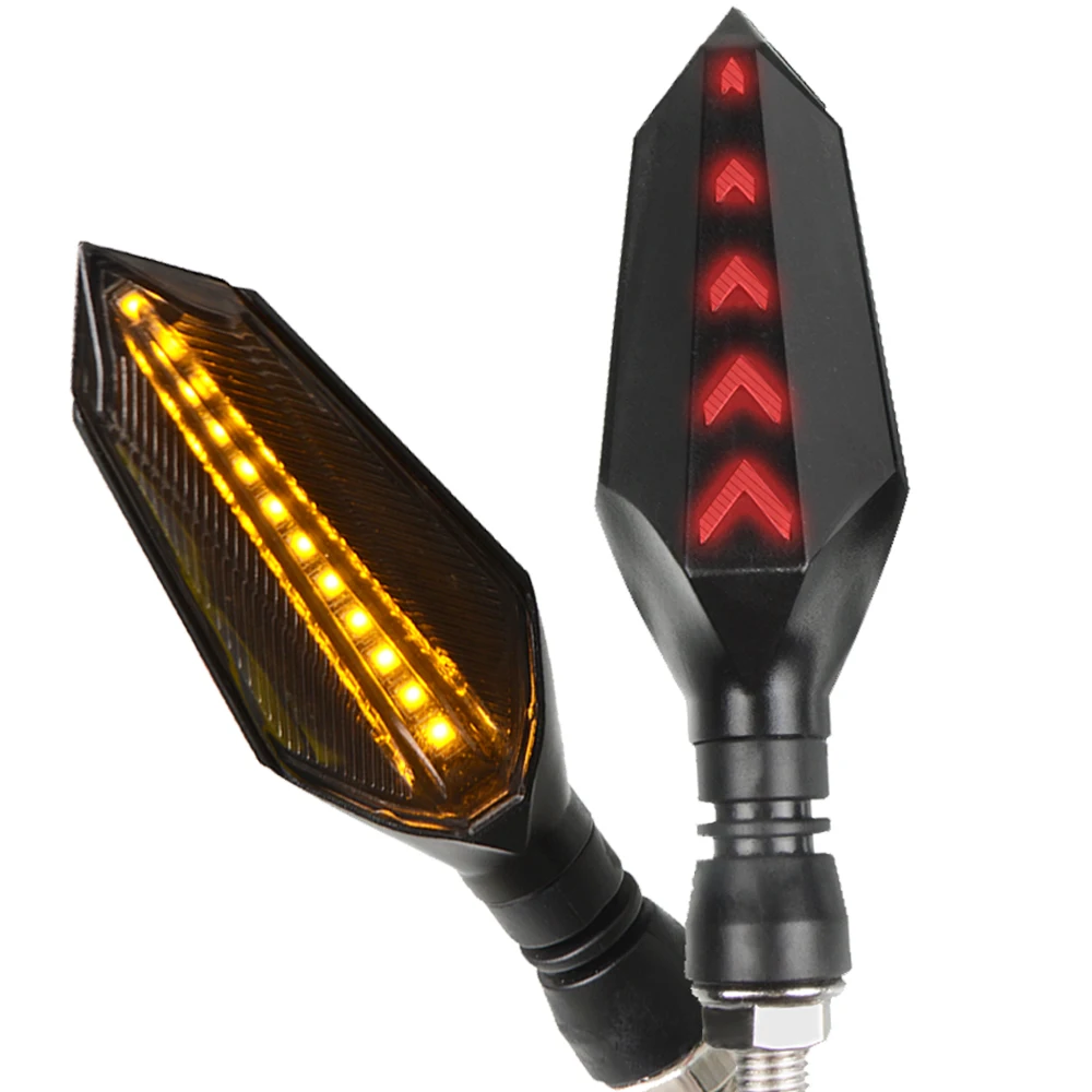 1 pair yellow red 12 светодиодный указатель поворота для мотоцикла, мигающий светодиодный индикатор со стрелкой, сгибаемый сигнальный светильник, желтый задний тормозной светильник - Цвет: 1 pair yellow red