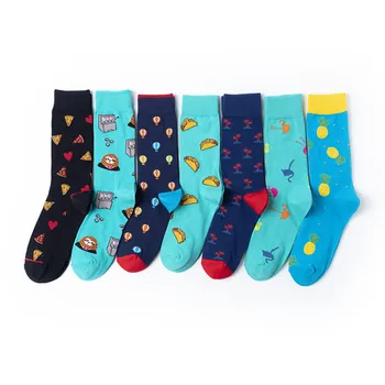 

Socks Men's Pizza Soft Socks Cartoon Pineapple Man Colorful Unisex High Happy Polyester Sox for Mens Autumn Trendy Calcetines
