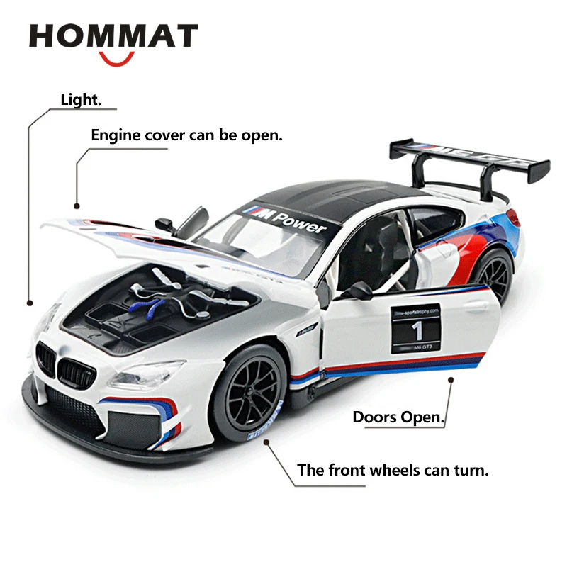 Hommate 1/24 масштаб M6 GT3 металлический сплав гоночная модель автомобиля 1:24 Diecasts& Toy Vehicles модель автомобиля коллекционная высокое освещение свободное колесо