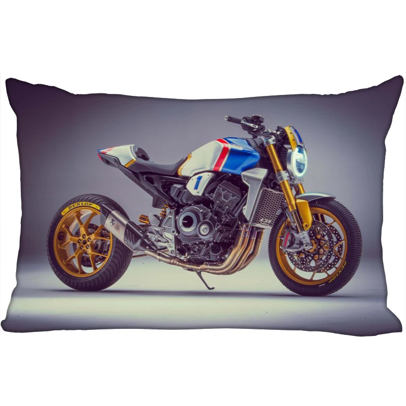 New Custom Motorcycle Printing pillowcover Two sides Standard Satin Silk Soft Rectangle Pillowcases zipper More size - Цвет: 8