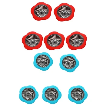 

10Pcs Kitchen Water Sink Strainer Drain Plug Cover Kitchen Sink Stopper Bathroom Shower Floor Sink Plug Blue & Red