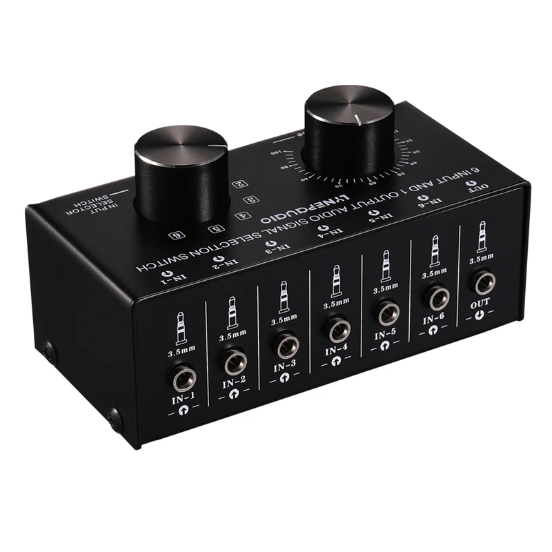 6 входов 1 выход переключатель наушников динамик переключатель аудио выбор источника переключатель выход Регулировка громкости управление 3,5 мм Inte