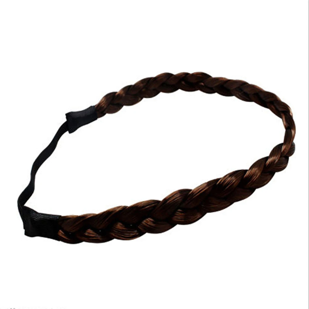 Коричневый черный парик лента для волос ручной работы украшение для волос для женщин дамы элегантный твист Plait поддельные волосы аксессуары для наушников волос 1 шт - Цвет: Dark Coffee