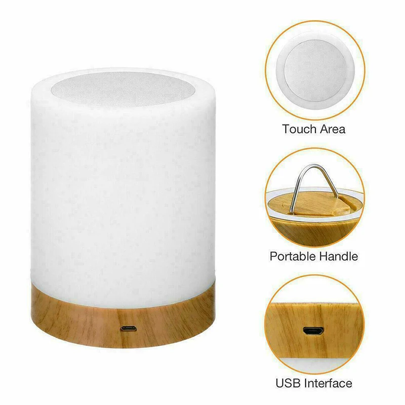 1PC Dimmable LED Colorful Creative Wood Grain Charging Night Light Bedside USB Rechargeable RGB Lamps Lights Smart | Автомобили и