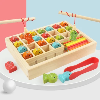 

New Hot Wooden Magnetic Toys Fishing Toy Kids Montessori Educational Math Count Early Educational Learning For Children Dropship