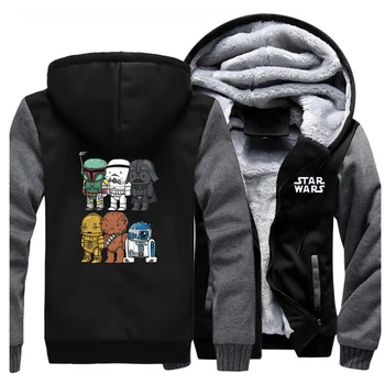 

Star Wars Darth Vader Jackets Men Yoda Sweatshirts Hoodies Winter Thick Zipper Fleece Warm Coats Sportswear Outwear Plus Size