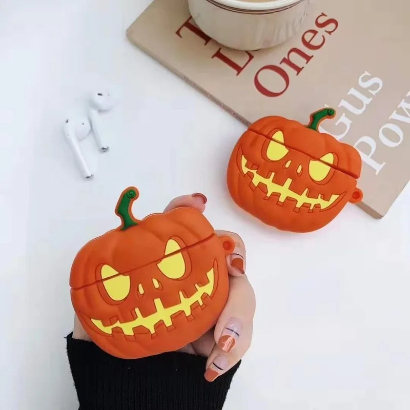 

Halloween Earphone Silicone Case for Apple AirPods 1 2 Cover 3D Cartoon Pumpkin Case for Airpods 2 Earpods Protective Cover