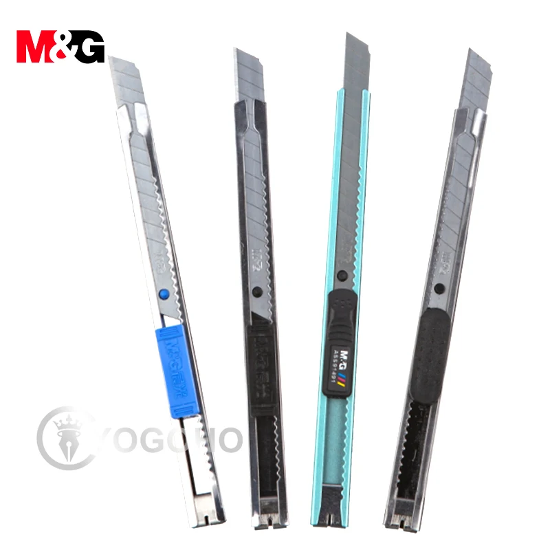 M&G Aluminum Alloy Utility Knife Gold knife Metal Blade Self-Locking design Sharp Angle With Fracture Knife Cutter Home Office
