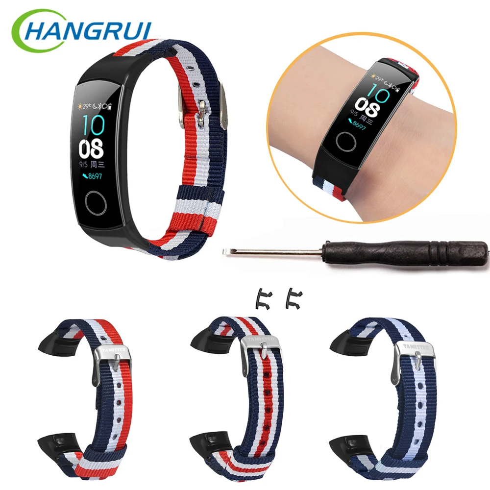 HANGRUI цветной нейлоновый тканевый сменный ремешок для huawei Honor Band 5 4 полоса Браслет Honor Band 5 NFC смарт-аксессуары Часы