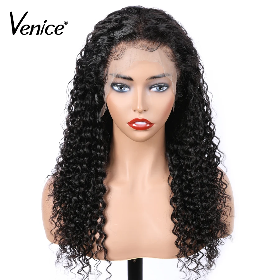 Венеция волос 13x6 Синтетические волосы на кружеве человеческих волос парики с детскими волосами волнистые кружевной парик для черных Для женщин 150% плотность бразильский Волосы remy