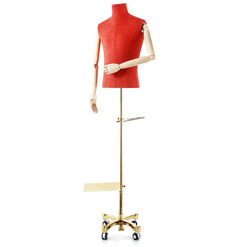 

coat form seamstress mannequin window dressers male strip mall white linen FRP wood arms Durable metal base display