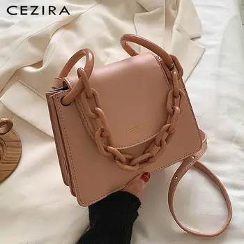 

CEZIRA PU Leather Small Handbag For Women Luxury Chain Design Shoulder Bag Ladies Vegan Leather Flap Messenger Bag Crossbody Bag