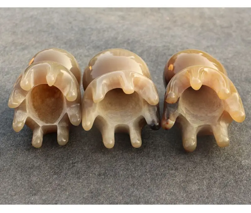 Natural White Horn Octopus Comb Head Meridian Scraping Scalp Massage Brush Acupuncture Spa Gua Sha Therapy Massage Relax Tool