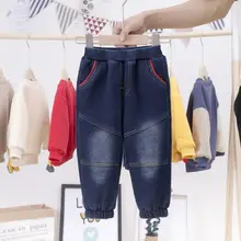 Комбинезоны для новорожденных джинсы Штанишки для малышей для мальчиков, брюки, леггинсы для девочек, зимняя теплая дутая куртка для младенцев Детские штаны из джинсовой ткани для детей утолщение Одежда для малышей