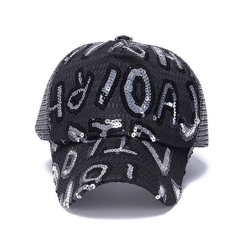 

2021 Fashionable New style Spring Summer Trend Sequins Net cap Women's Leisure Sunscreen Baseball cap Sunshade hat
