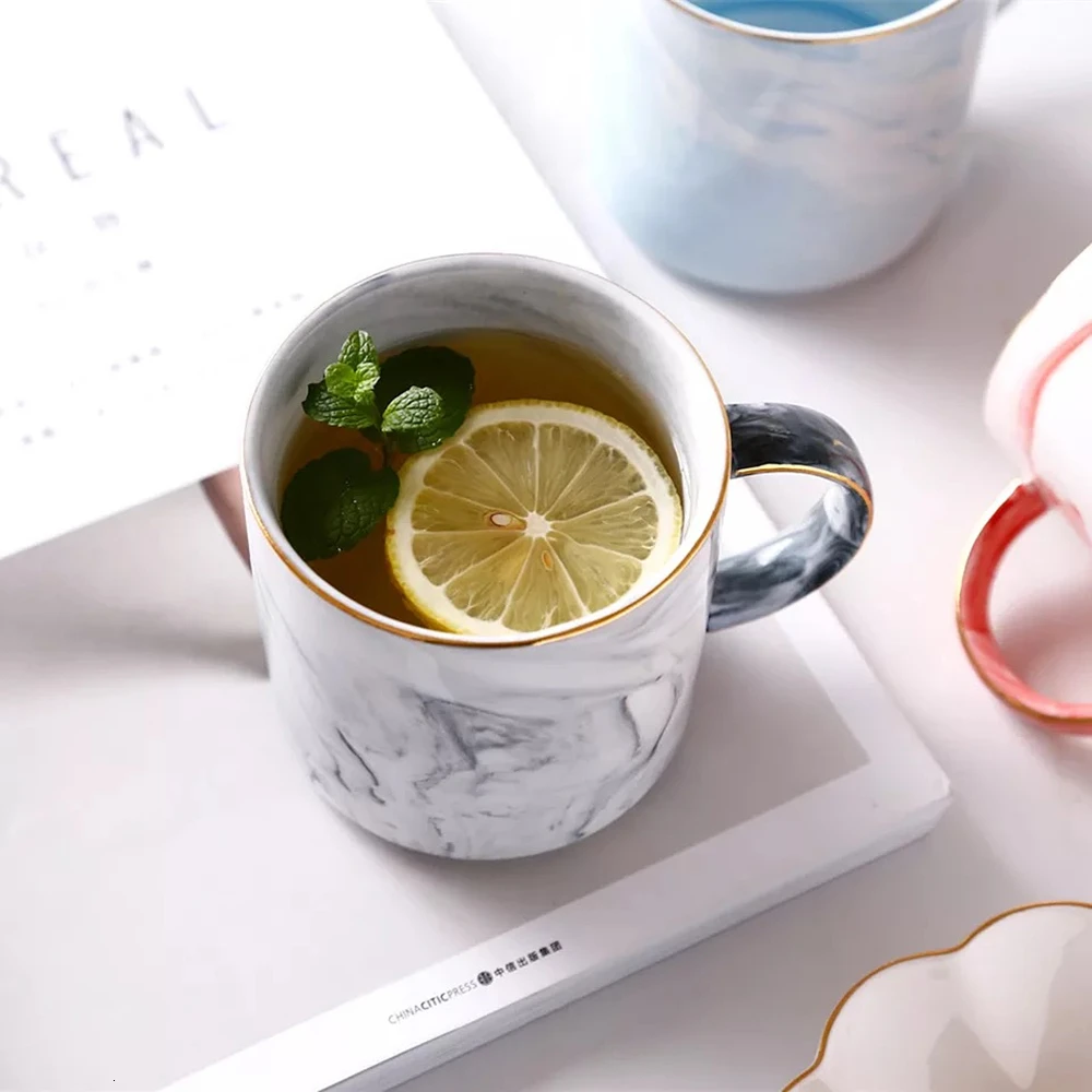 Marble Ceramic Mugs Coffee Tea Cup Milk Juice Lemon Mug Gold Plating Mrs Mr Couple Lover's Gift Morning Breakfast Creative Cup (3)