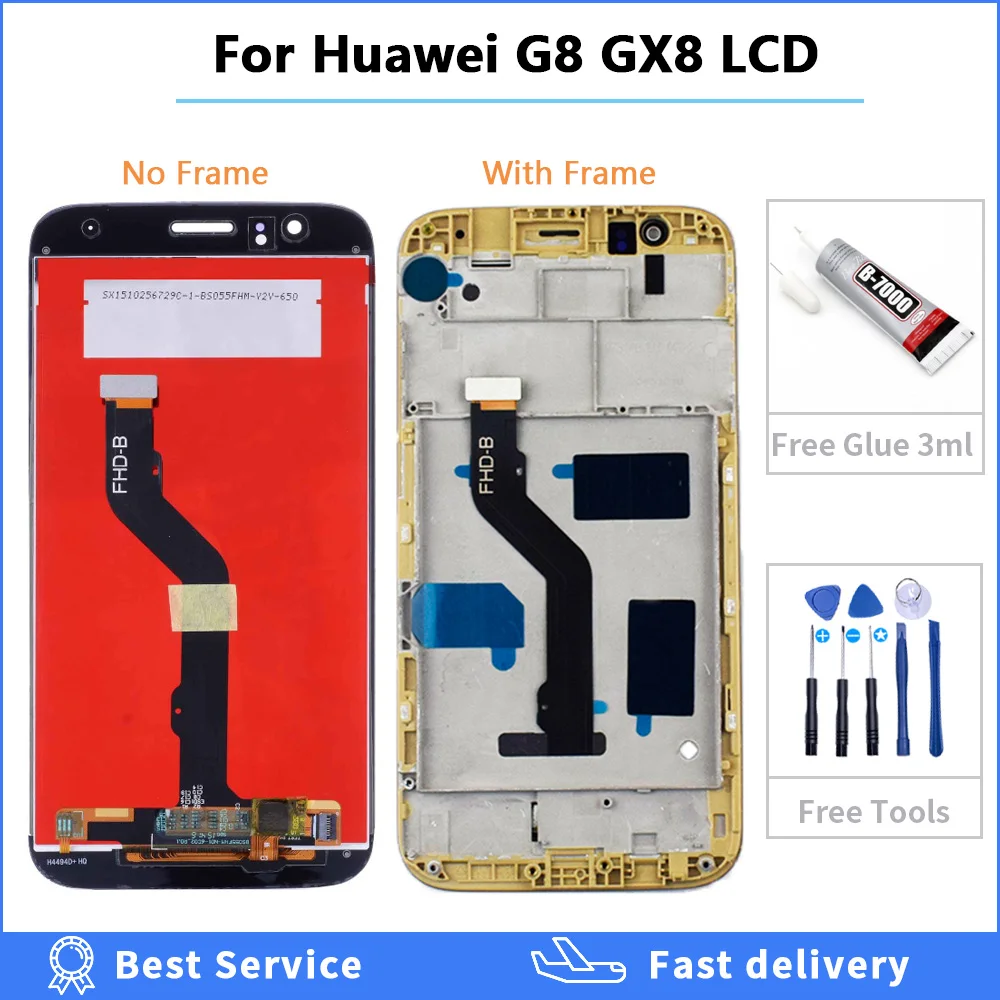 ЖК дисплей и дигитайзер сенсорного экрана в сборе для Huawei G8 GX8 с рамкой