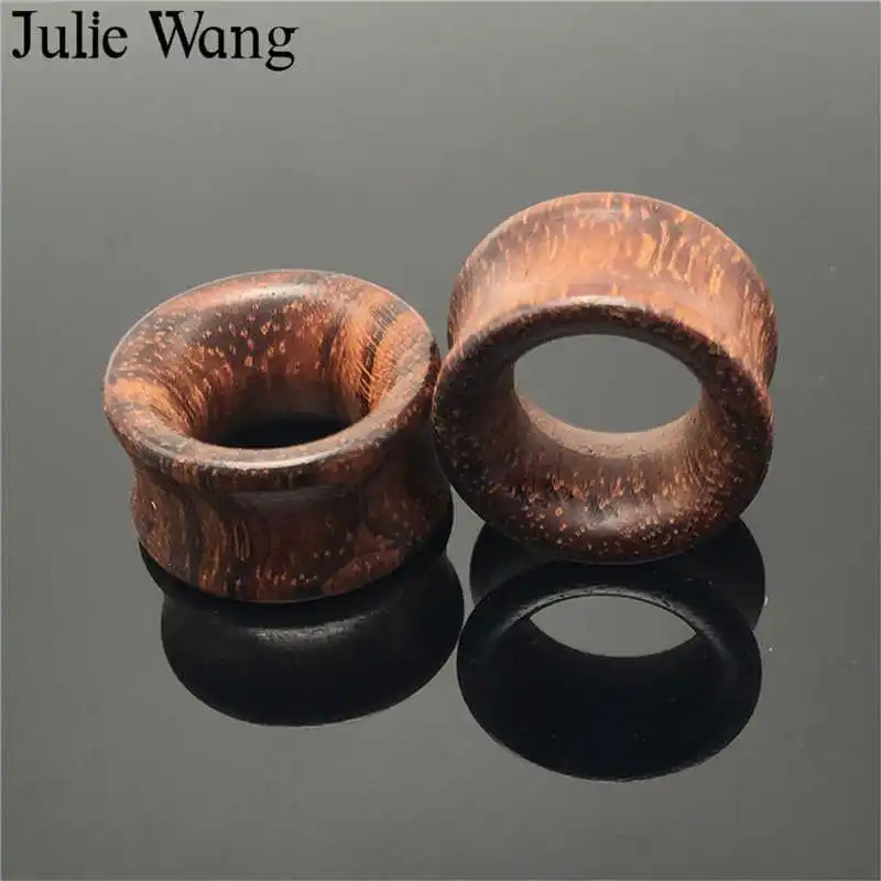 Julie Wang 6-20 мм деревянные серьги-Плаги для пирсинга гибкие ушные туннели кожи полые ушные манометры пирсинг ювелирные изделия