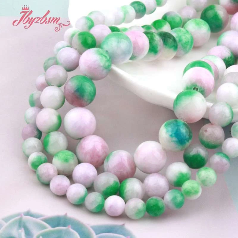 

6,8,10mm Round Candy Jades Smooth Loose Ball Stone Beads For DIY Necklace Bracelets Jewelry Making Strand 15"