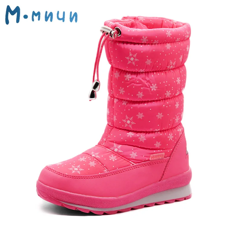 MMNUN/ г. зимние сапоги для детей, теплые ботинки для девушек, для детей от 6 до 12 лет, Нескользящие зимние сапоги на молнии для девочек, размеры 31-36, ML9109 - Цвет: ML9616E-7