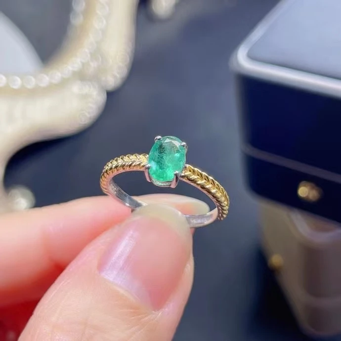 

2022 New Emerald Wedding Ring for Woman 5X7mm Size Natural Emerald Ring 925 Silver High-end Jewelry for Daily Wear Birthstone