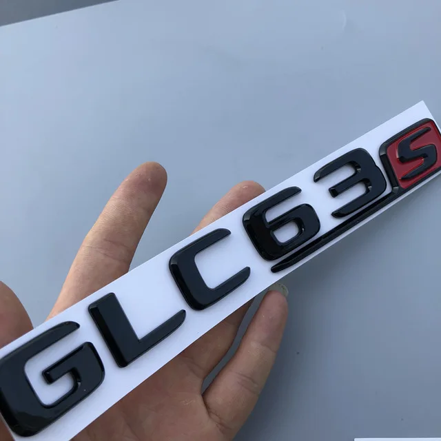 Эмблема, автомобильный Стайлинг, наклейка на багажник для Mercedes Benz AMG GTR C63S E63S GLC63S GLE63S, длинный R, S, значок, буквенная эмблема, черный, красный, серебристый - Цвет: black red GLC63S