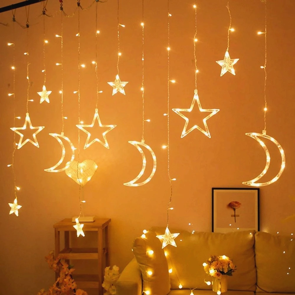 LWuuywa Guirlande lumineuse décorative pour Ramadan - 10 LED - USB -  Guirlande lumineuse musulmane - Eid Mubarak - Lanternes étoile lune  marocaine 