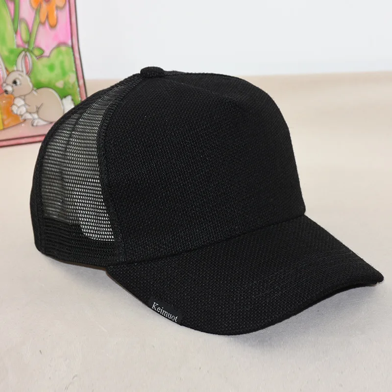Большая голова мужской большой размер бейсбольная кепка мужская летняя солнцезащитная Кепка с сеткой женские крутые льняные шляпы 58-64 см SA-8 - Цвет: Black