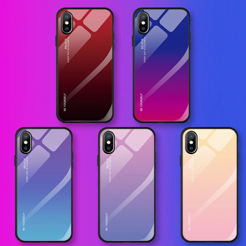 Чехол для телефона из закаленного стекла для iPhone X s Max Xr 7 8 Plus, Силиконовый Футляр для бампера для iPhone X 6 6S Plus, жесткая стеклянная задняя крышка