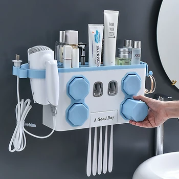 

Magnetic Toothbrush Holder Adsorption Inverted Toothpaste Dispenser Wall Mount Makeup Storage Rack for Bathroom Accessories Set