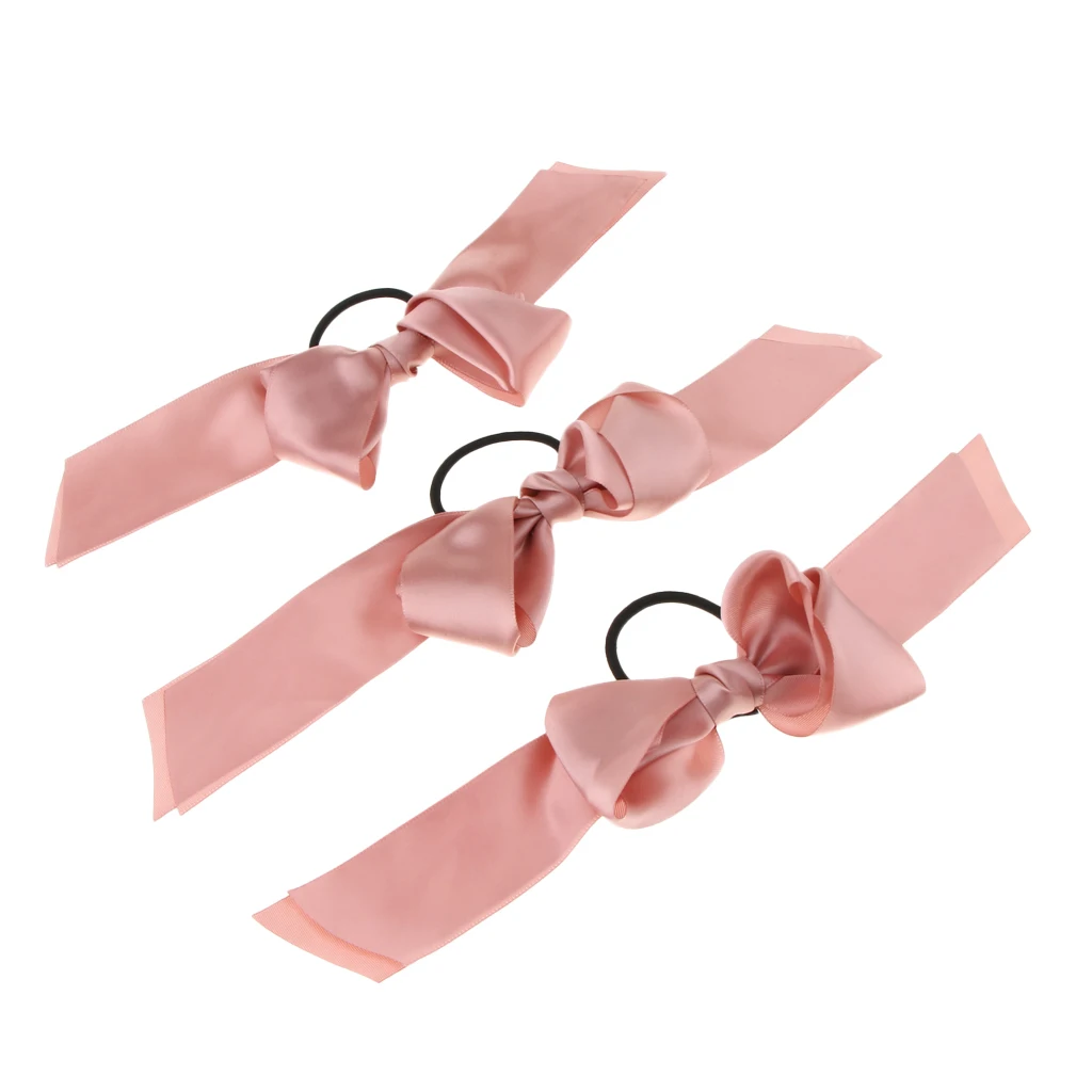 3x  Scrunchie Ponytail Holder Satin Ribbon Big Bow Hairband Hair Rope