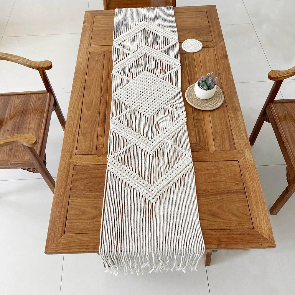 34x200cm Hollow Out Macrame Table Runner Boho Wedding Decoration Nordic Style Boho Table Runner With Tassels Drop Shipping Table Runners Aliexpress